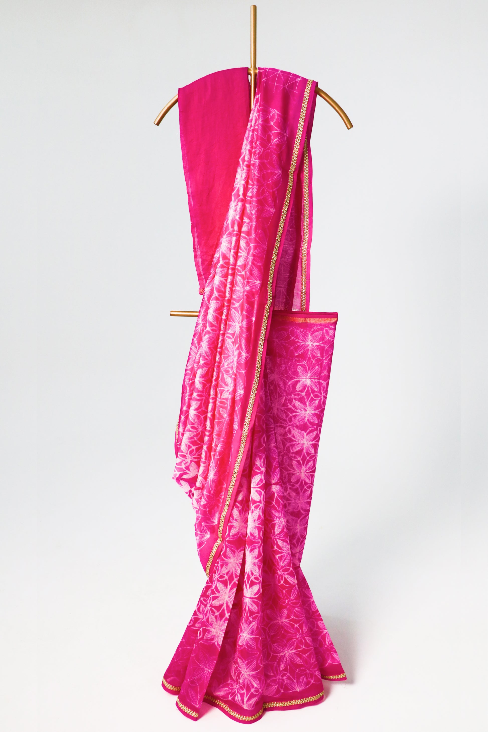 Pink Shibori Saree