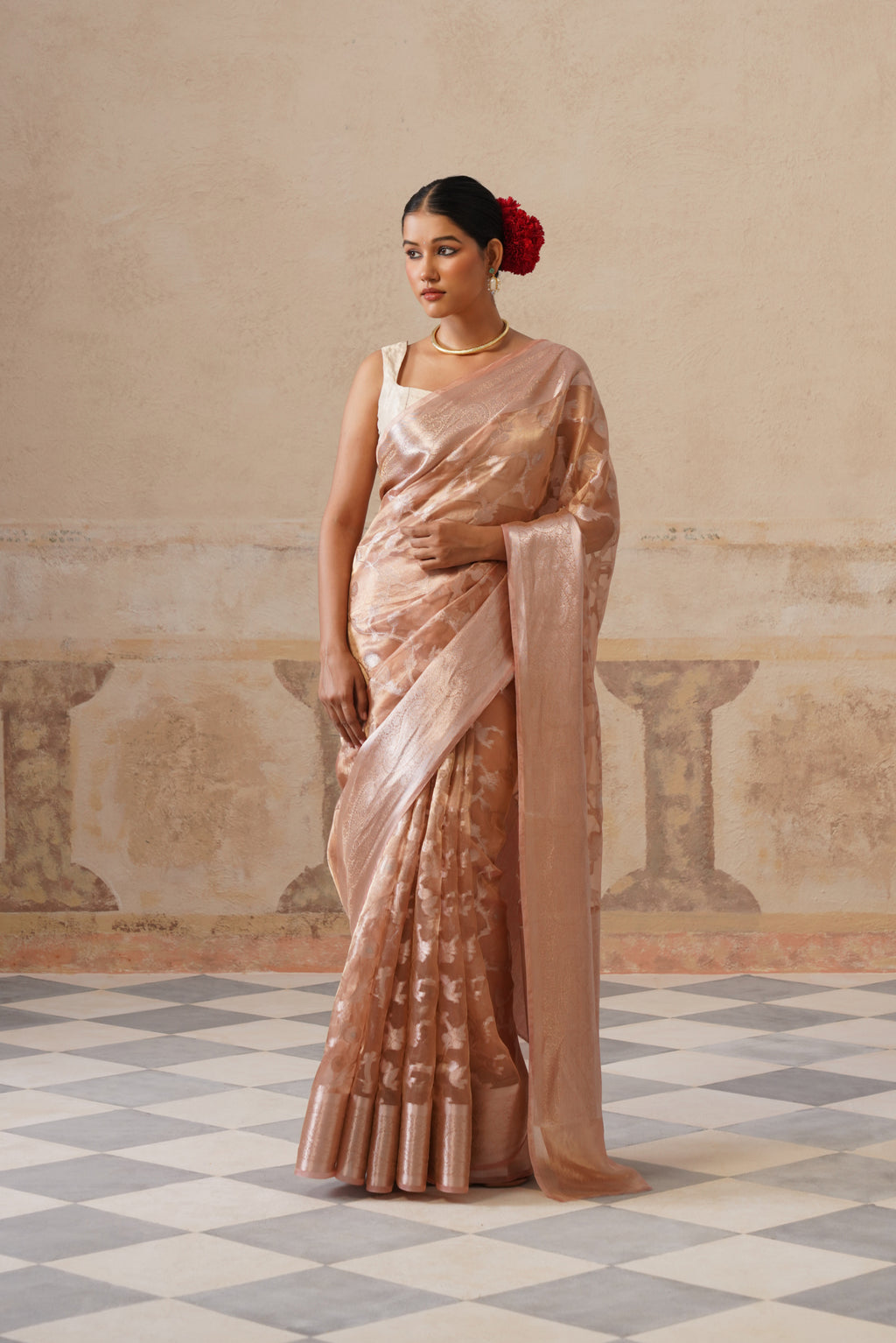Mauve Silk Tissue saree