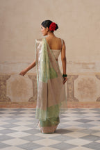 Turqoise Silk Tissue Buti Saree