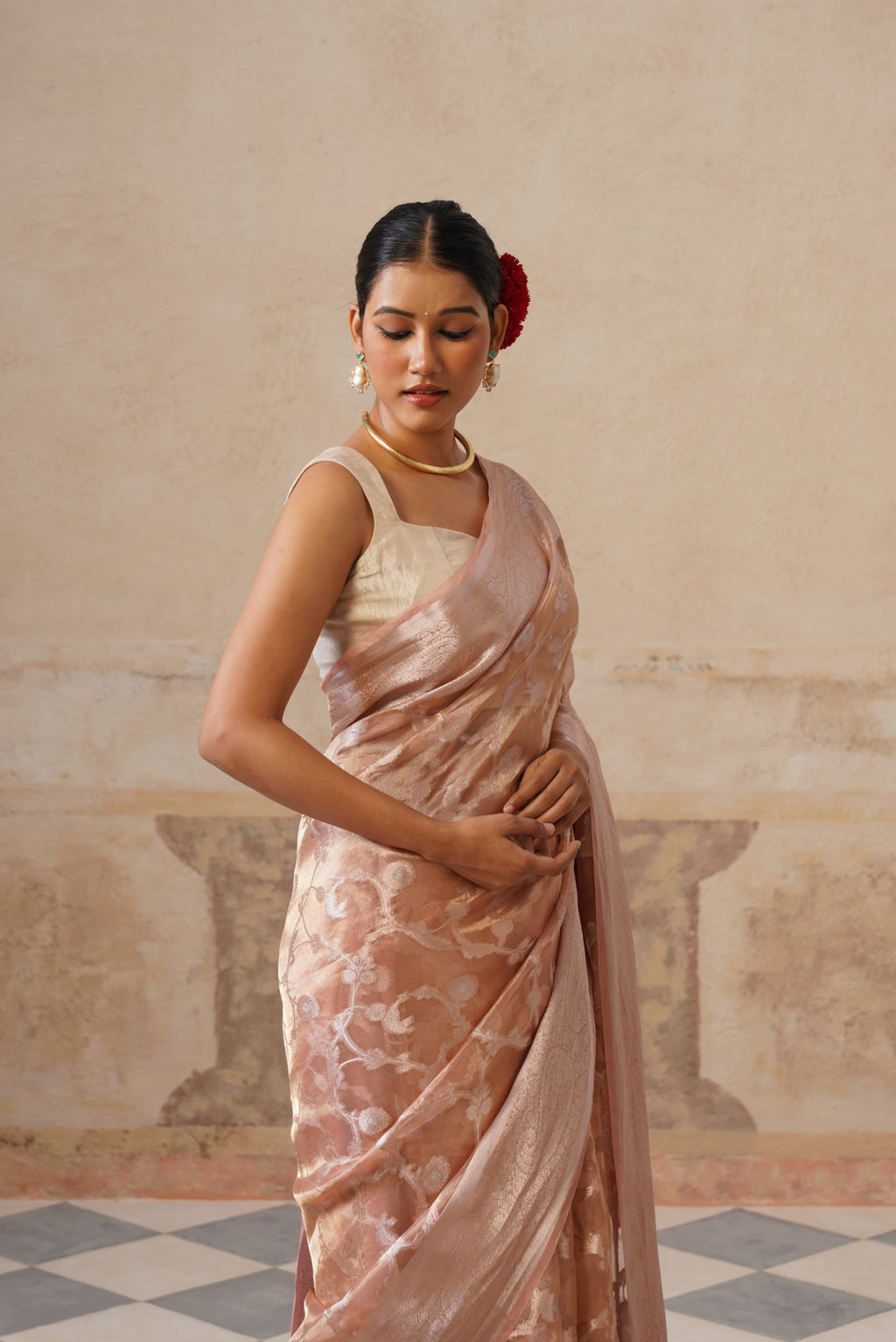 Mauve Silk Tissue saree