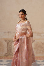 Mauve Silk Tissue Buti Saree
