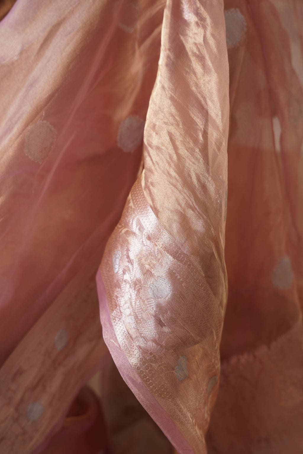 Mauve Silk Tissue Buti Saree