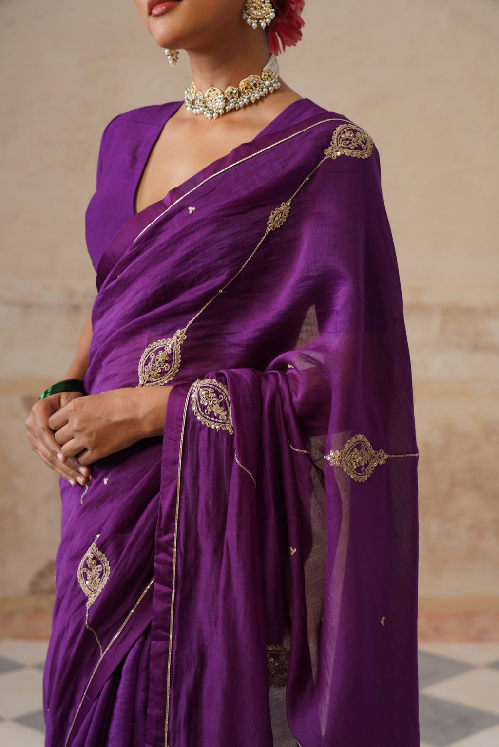 Barkha Cotton Silk Purple Saree