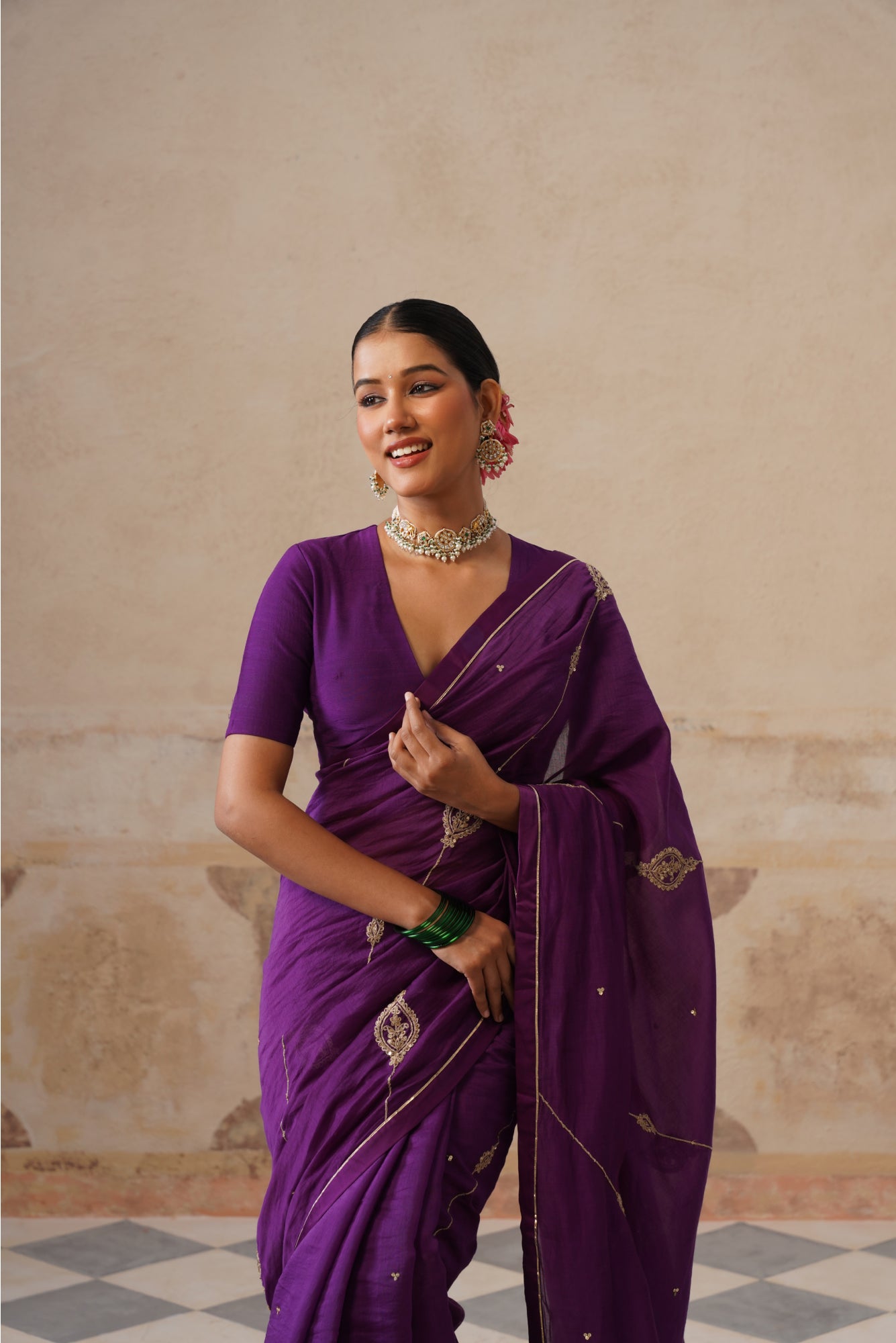 Barkha Cotton Silk Purple Saree