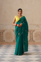 Barkha Cotton Silk Emerald Green Saree