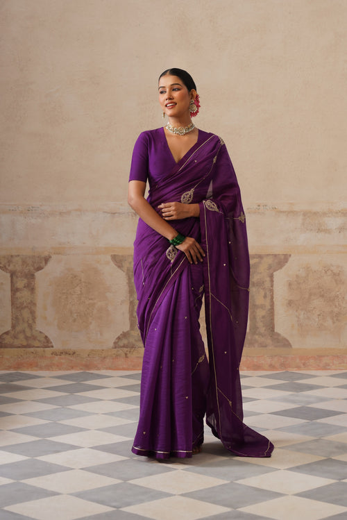 Barkha Cotton Silk Purple Saree