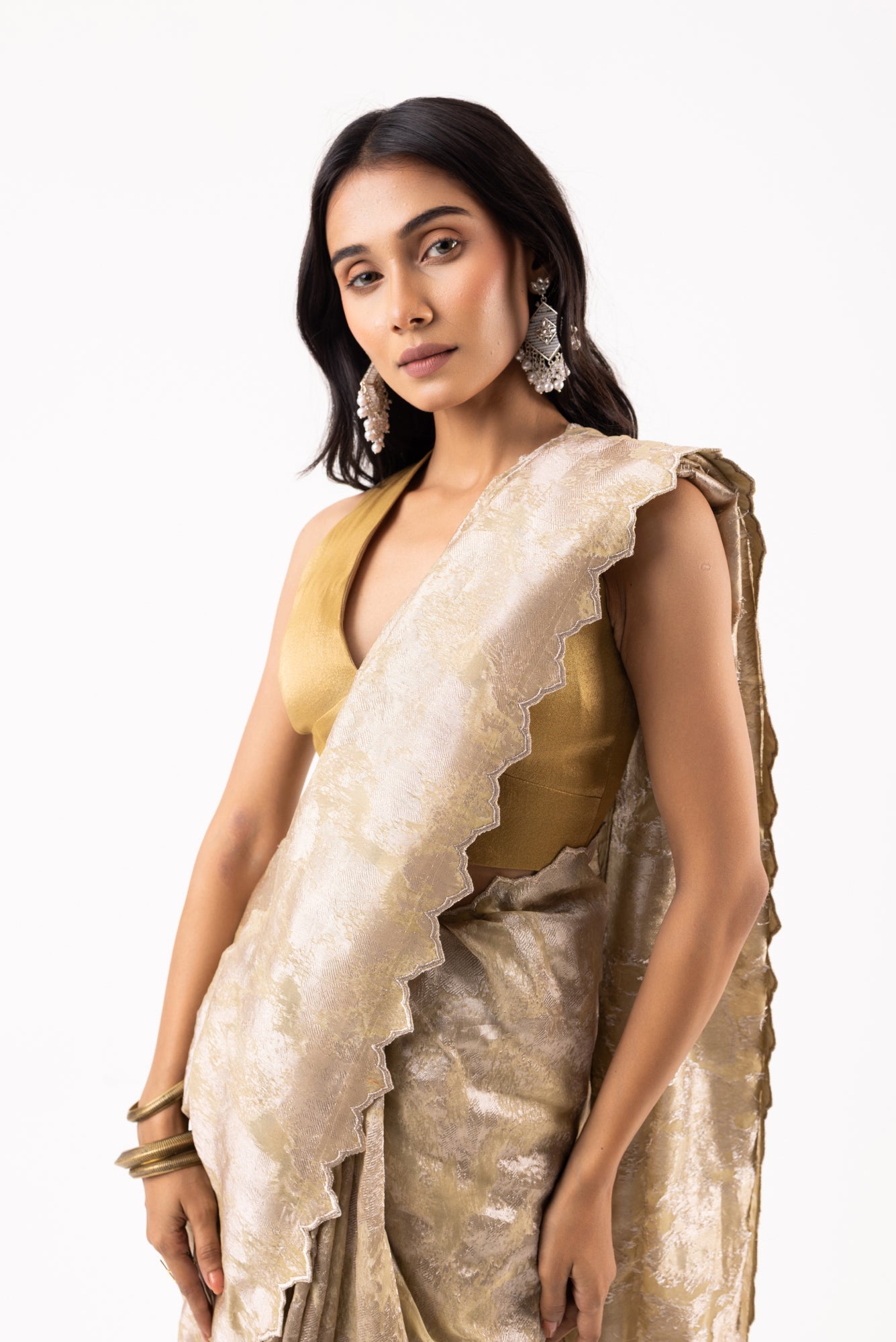 Twill Bloom Sage Mist Saree