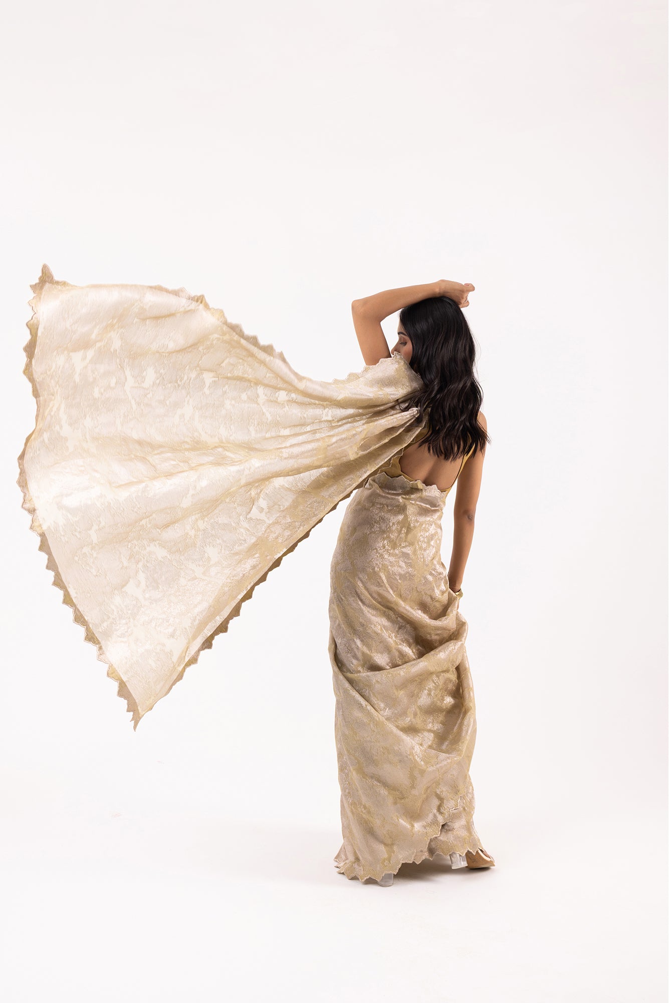 Twill Bloom Sage Mist Saree