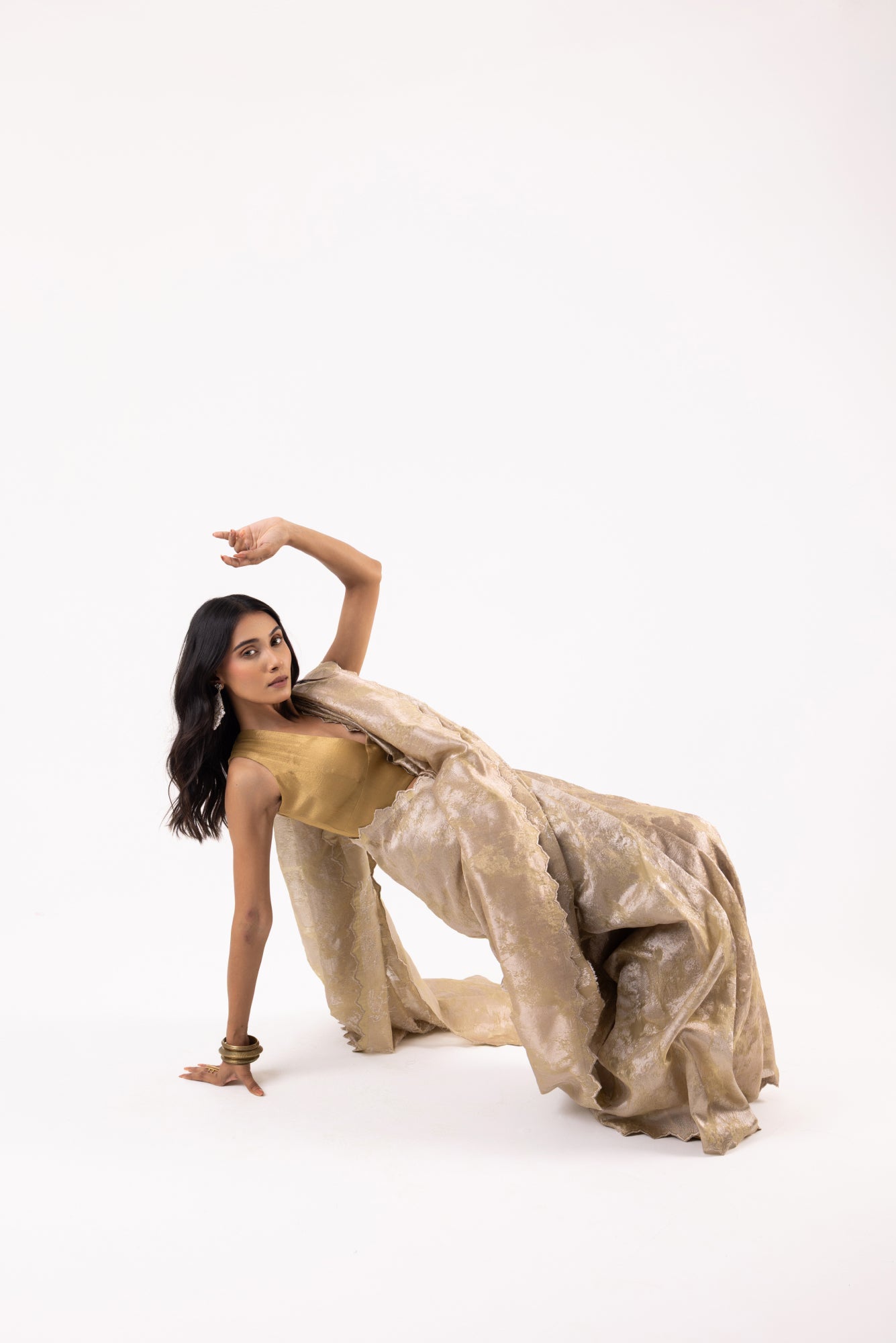 Twill Bloom Sage Mist Saree