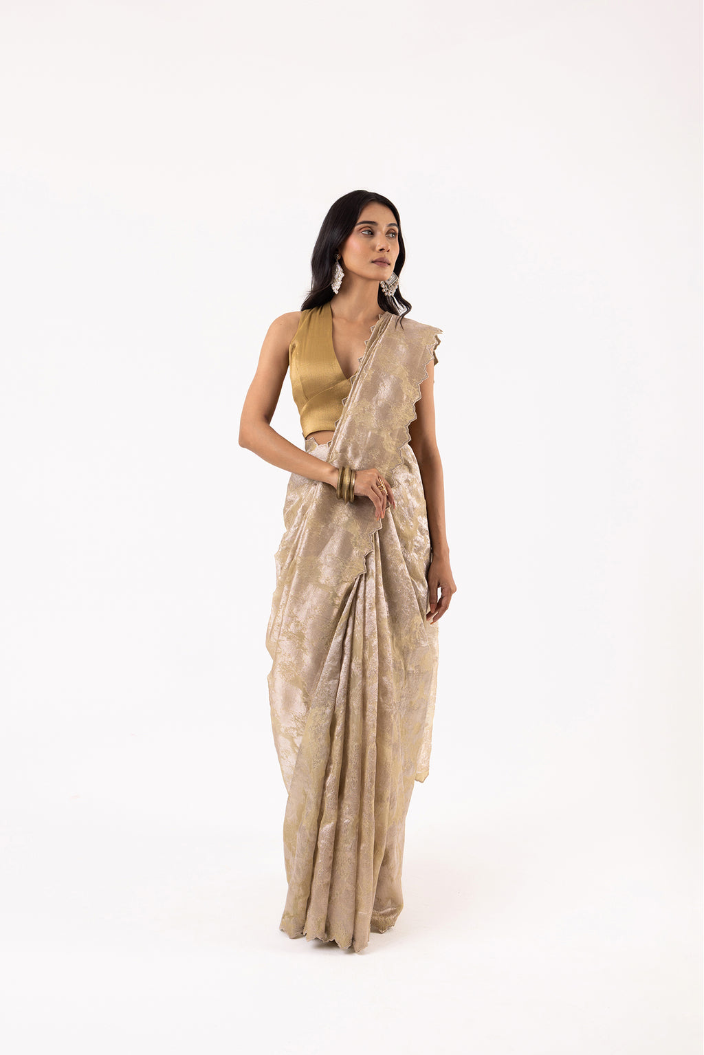 Twill Bloom Sage Mist Saree