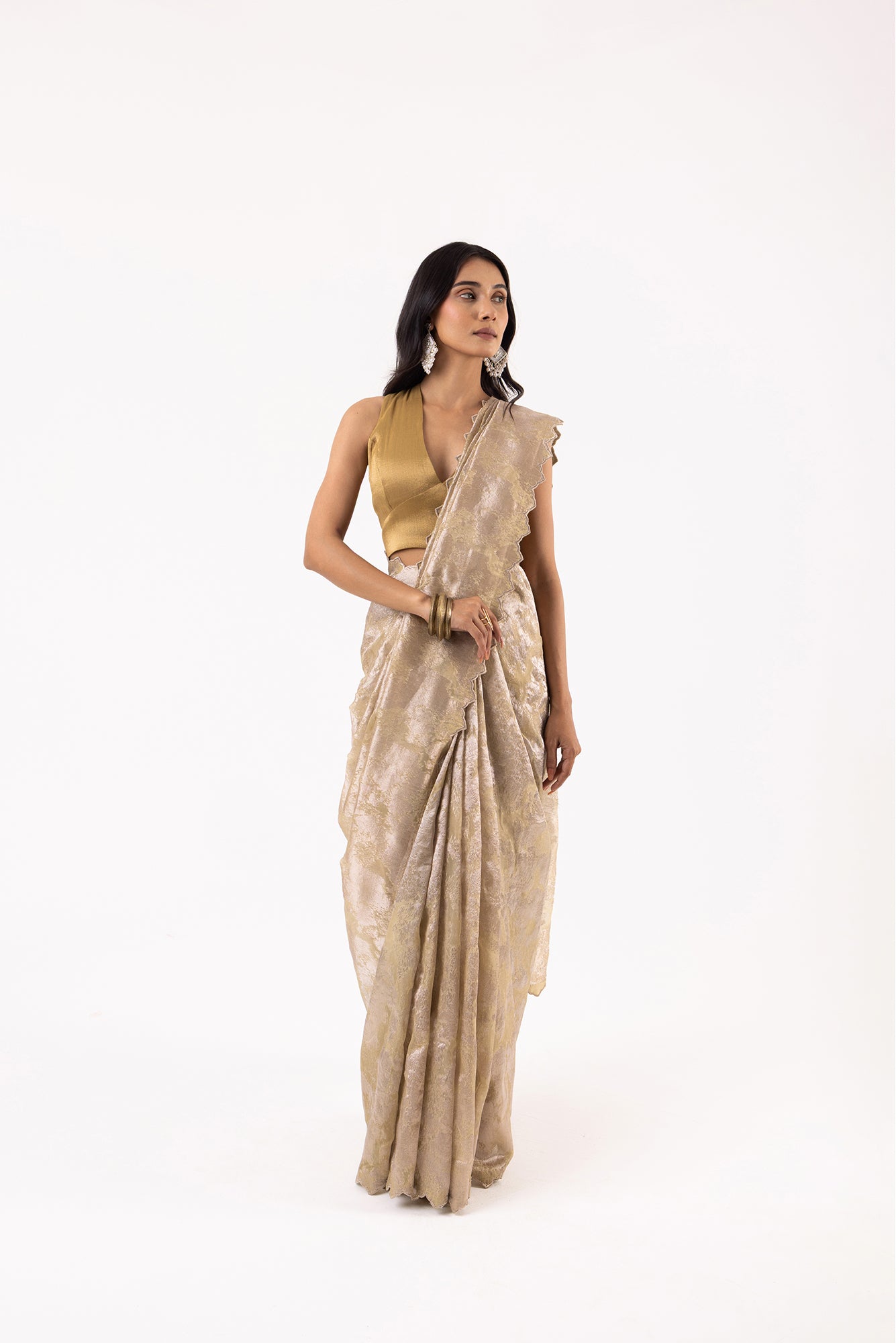 Twill Bloom Sage Mist Saree