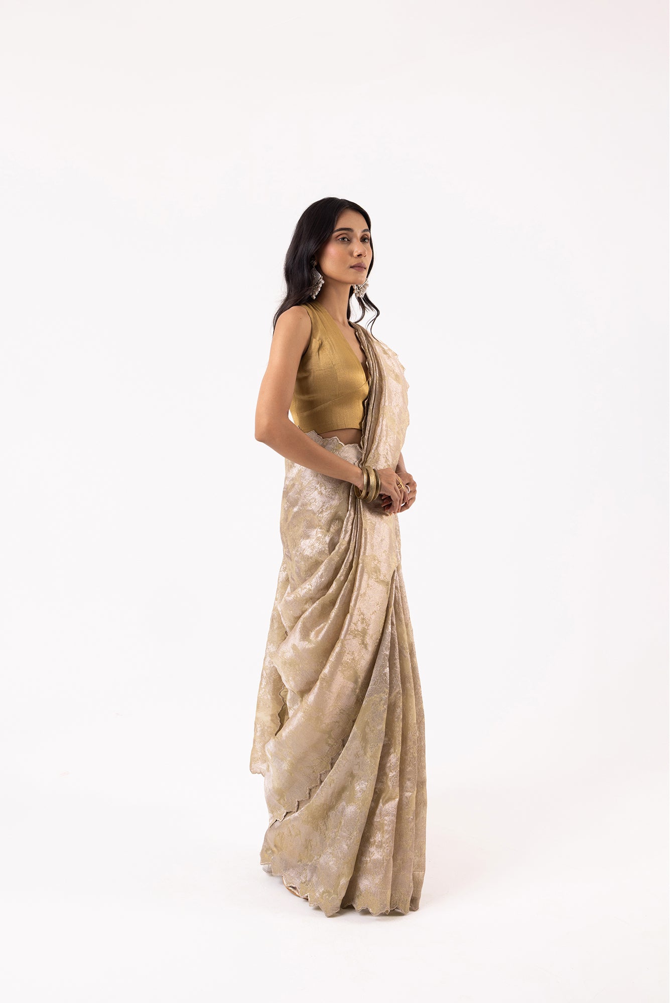 Twill Bloom Sage Mist Saree