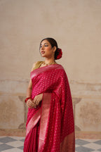 Dolla Silk Pink Zari Buti Saree