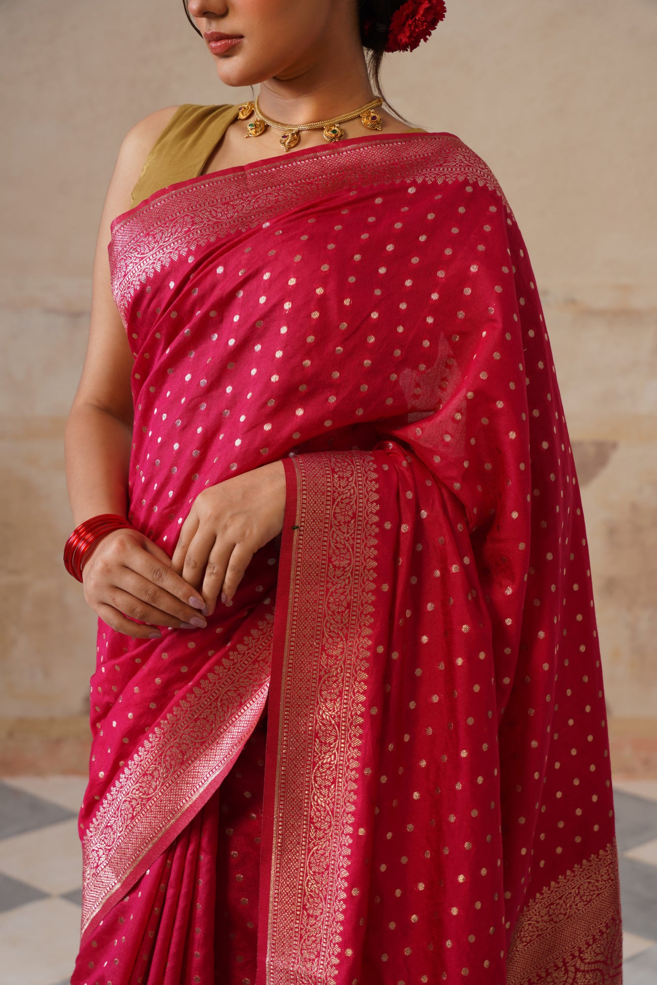 Dolla Silk Pink Zari Buti Saree