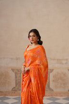 Fiona Orange Modal Silk Printed Saree