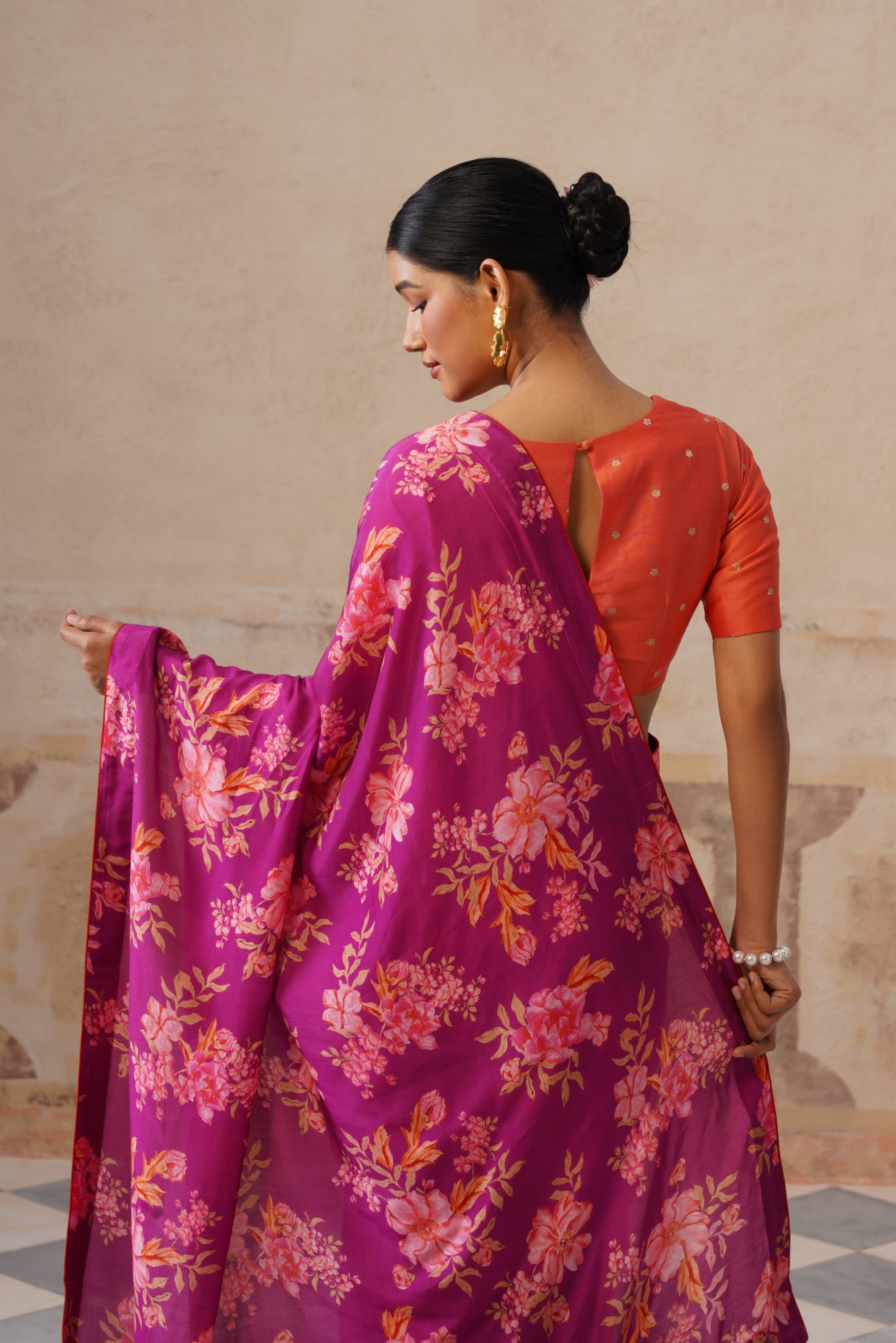 Fiona Magenta Modal Silk Printed Saree