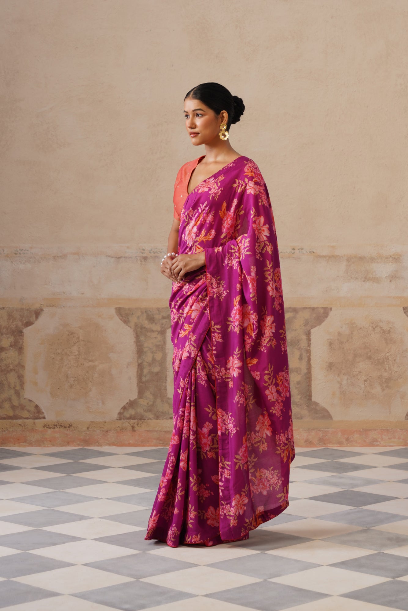 Fiona Magenta Modal Silk Printed Saree