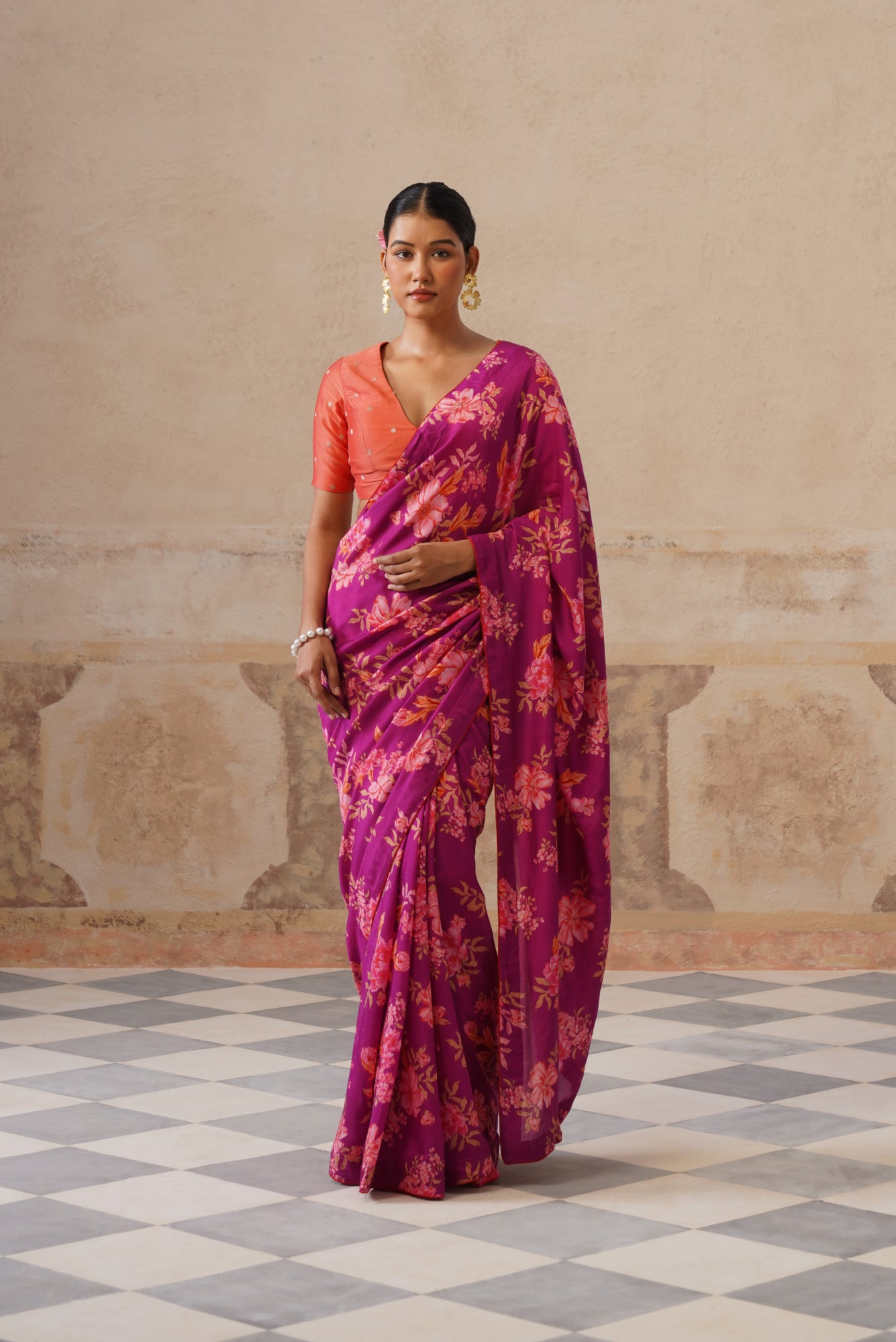 Fiona Magenta Modal Silk Printed Saree