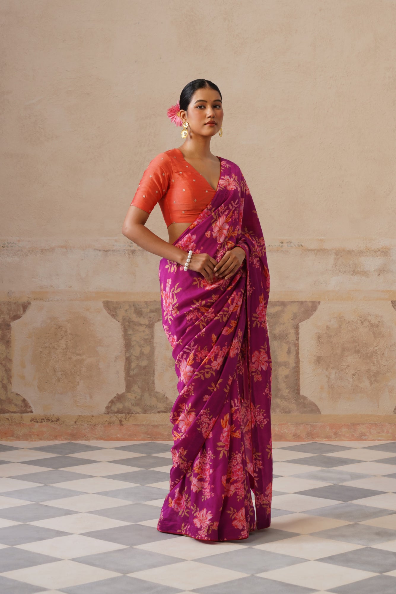Fiona Magenta Modal Silk Printed Saree