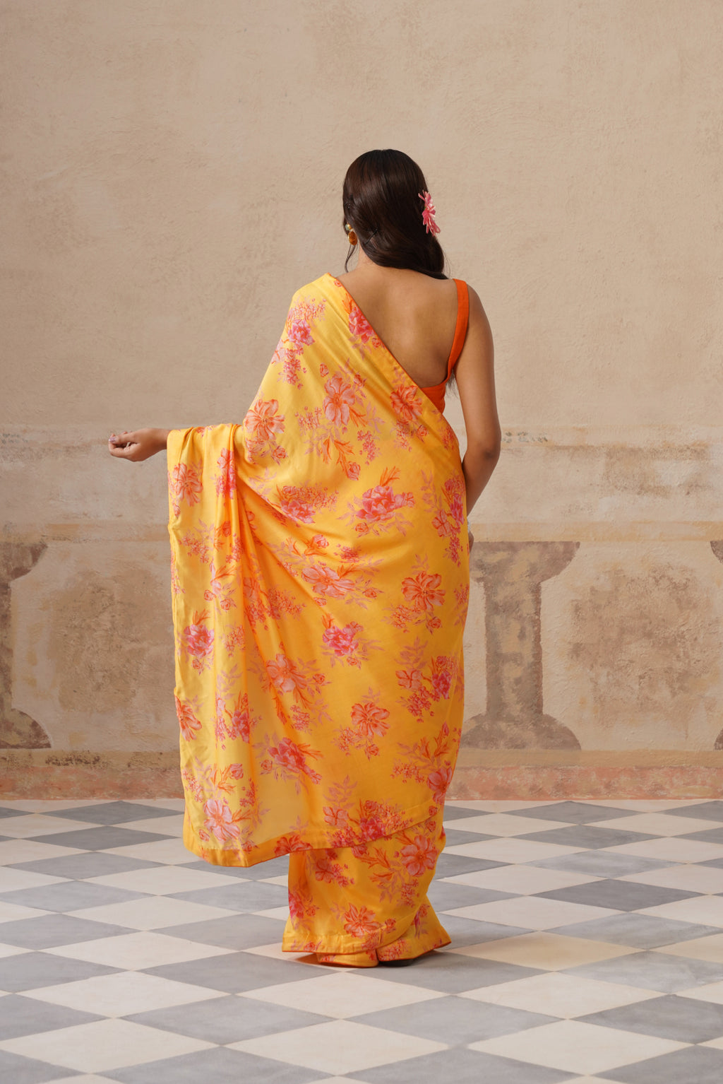 Fiona Yellow Modal Silk  Printed Saree