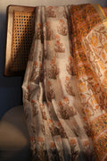 Block Print Yellow Kota Silk Saree