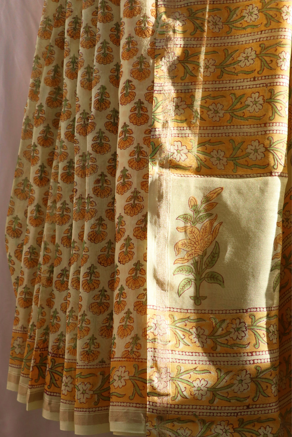 Block Print Buti Chanderi Saree