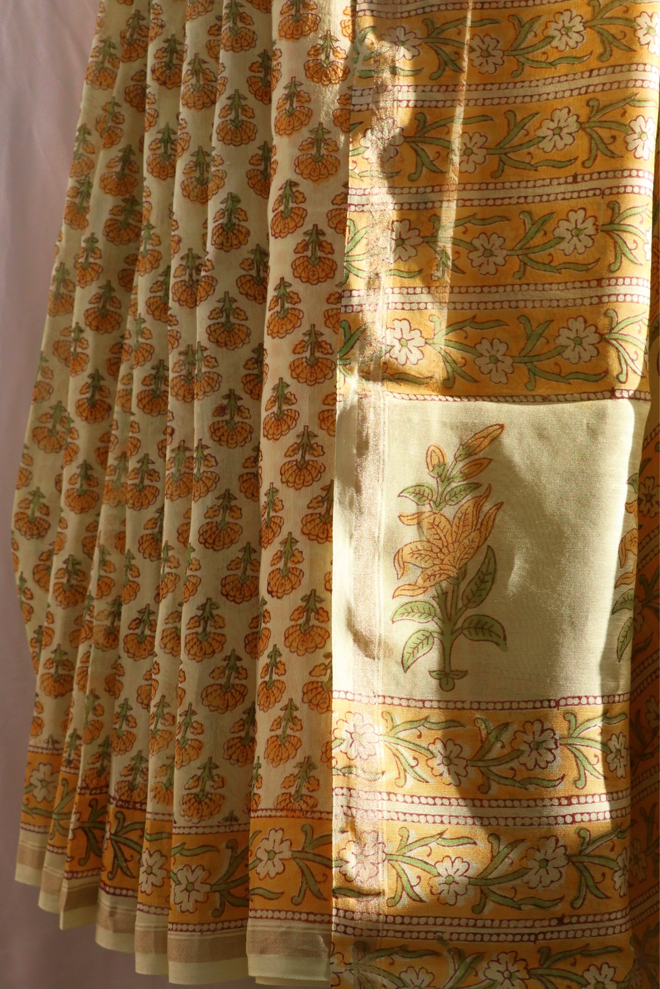 Block Print Buti Chanderi Saree