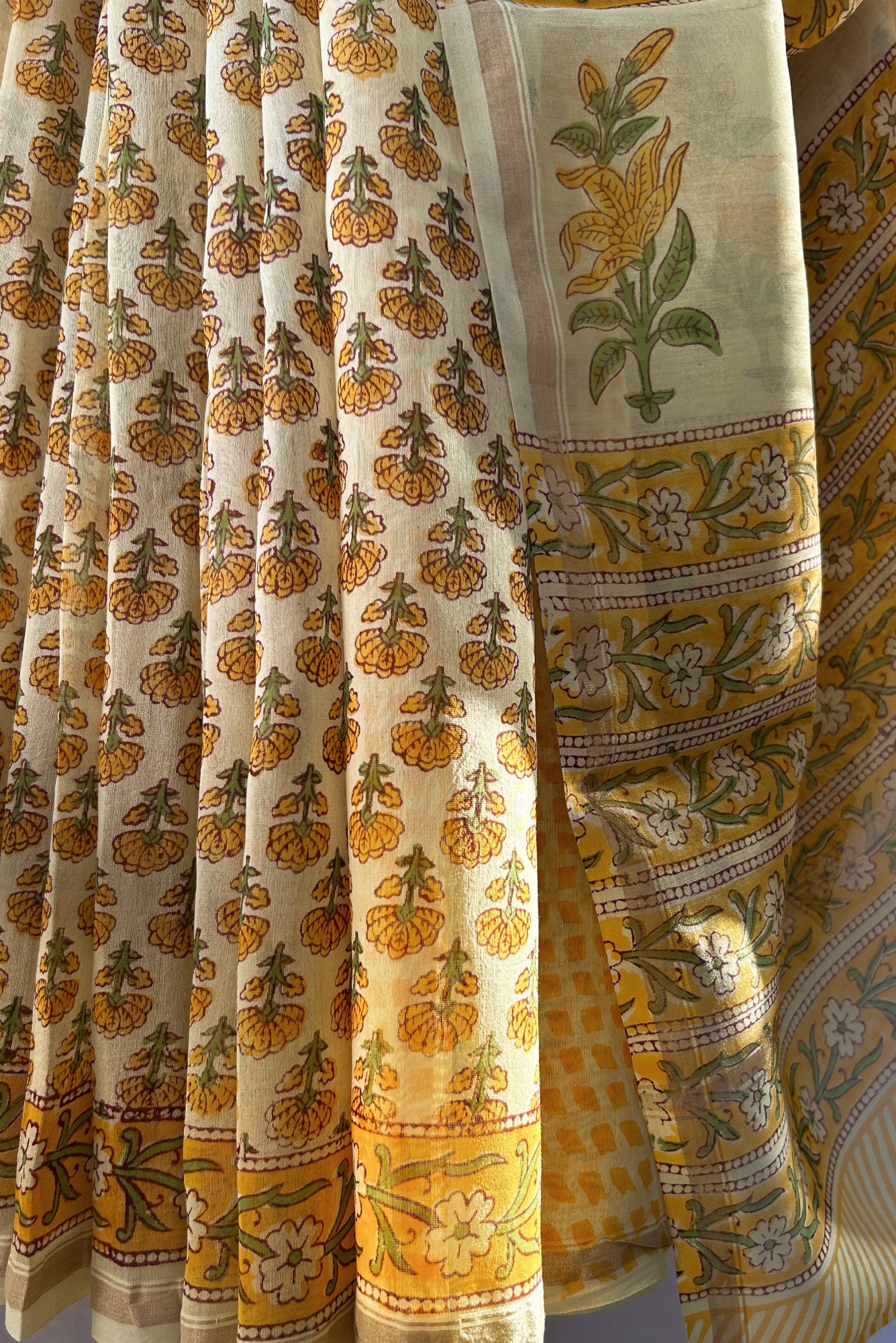 Block Print Buti Chanderi Saree
