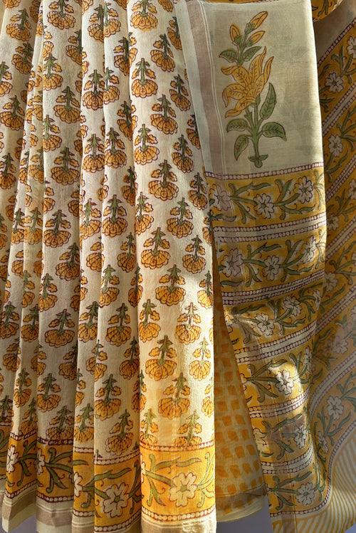 Block Print Buti Chanderi Saree