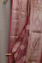 Plum Crushed Tissue Buti Saree