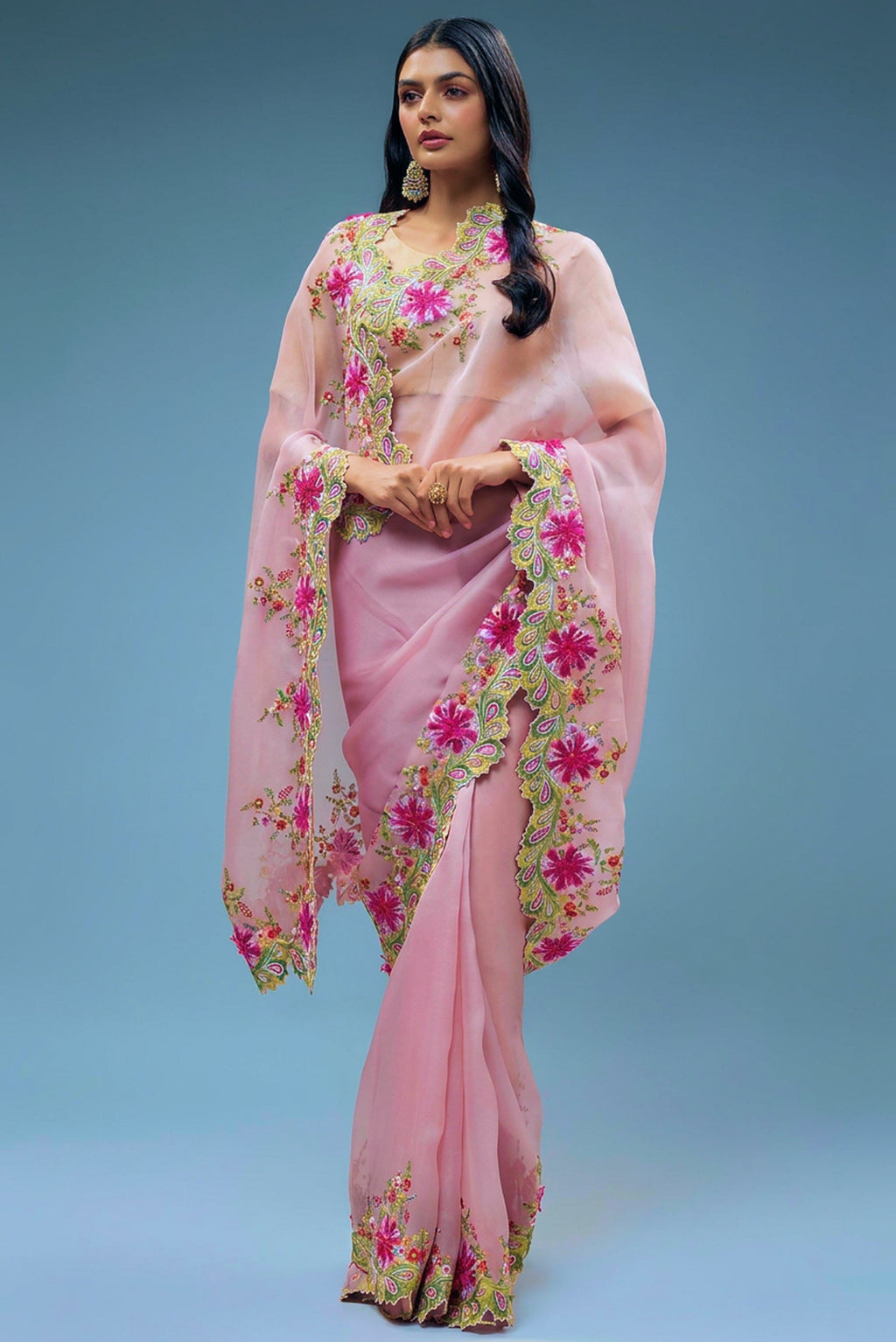 Petal Glow Embroidered Saree
