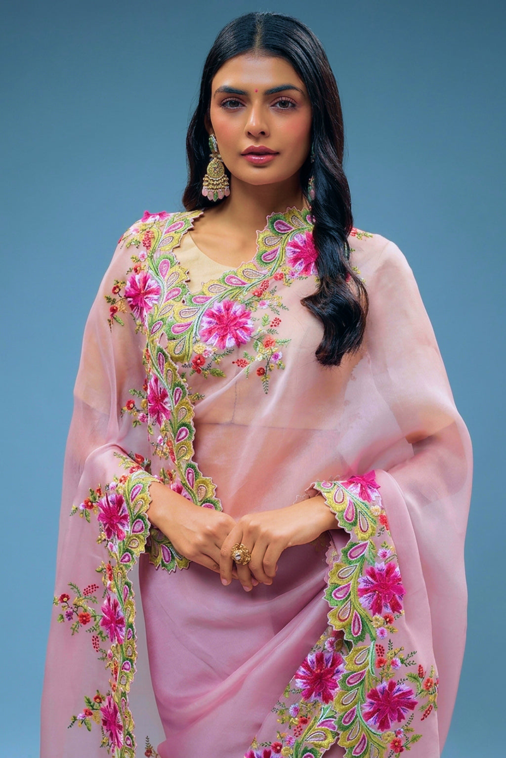 Petal Glow Embroidered Saree