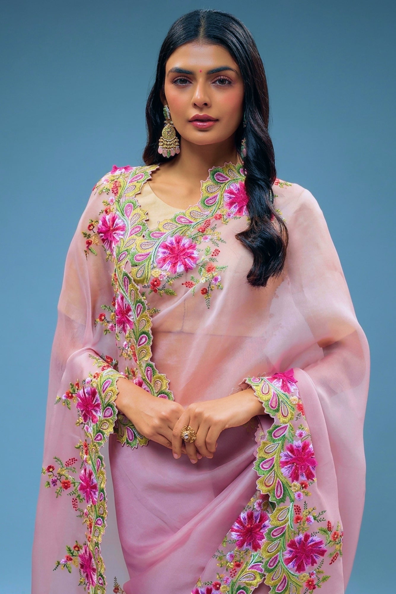 Petal Glow Embroidered Saree
