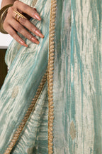 Ice Blue Silk Jacquard Tissue Saree