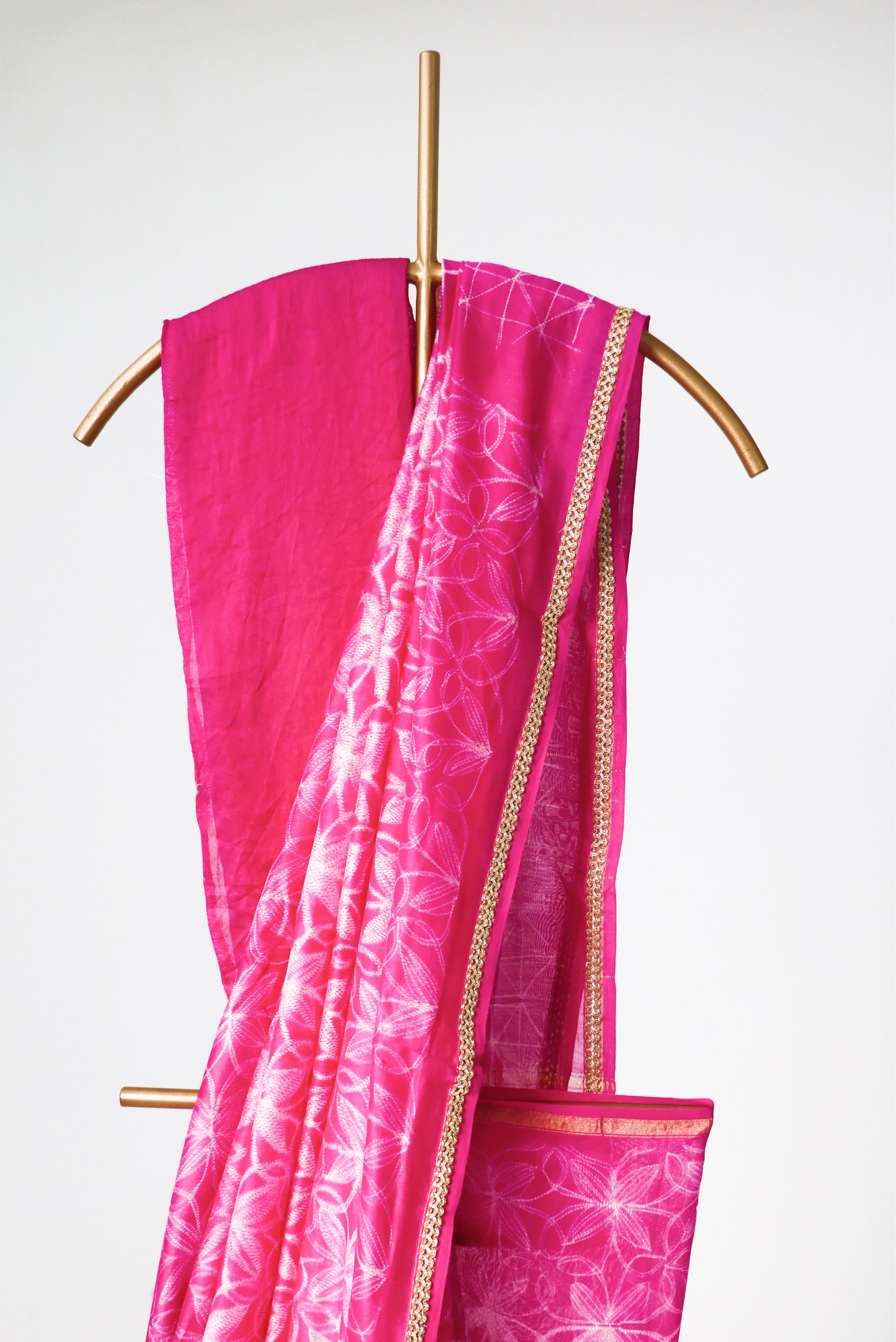 Pink Shibori Saree