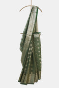 Forest Green Crushed Tissue Buti Saree