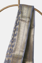 Steel Blue Cotton Silk Banarasi Saree
