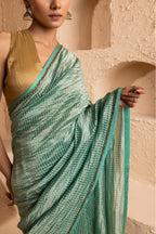 Jade Mint Pure Zari Stripes Saree