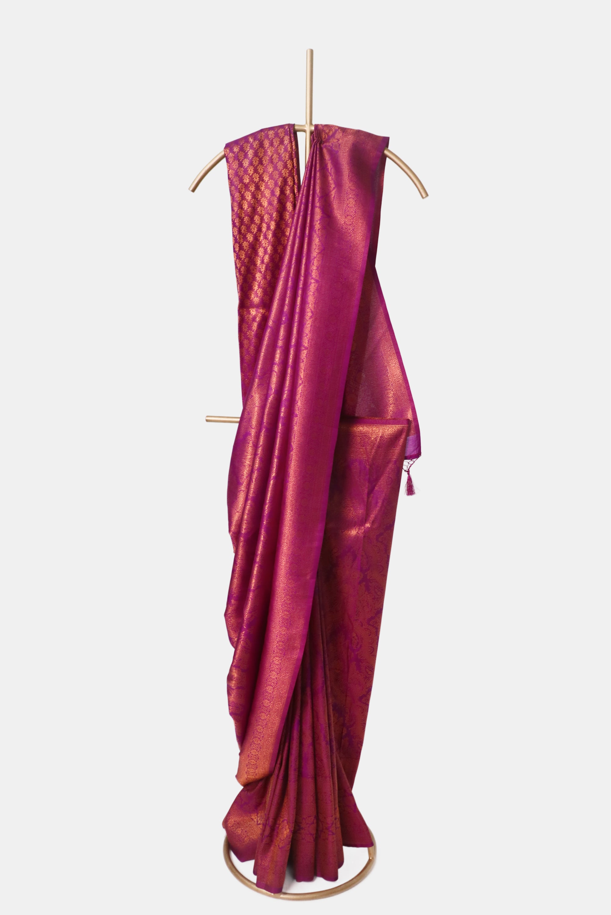 Raw Silk Pink Zari Saree