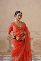 Gulbagh Coral Organza Saree