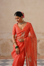 Gulbagh Coral Organza Saree