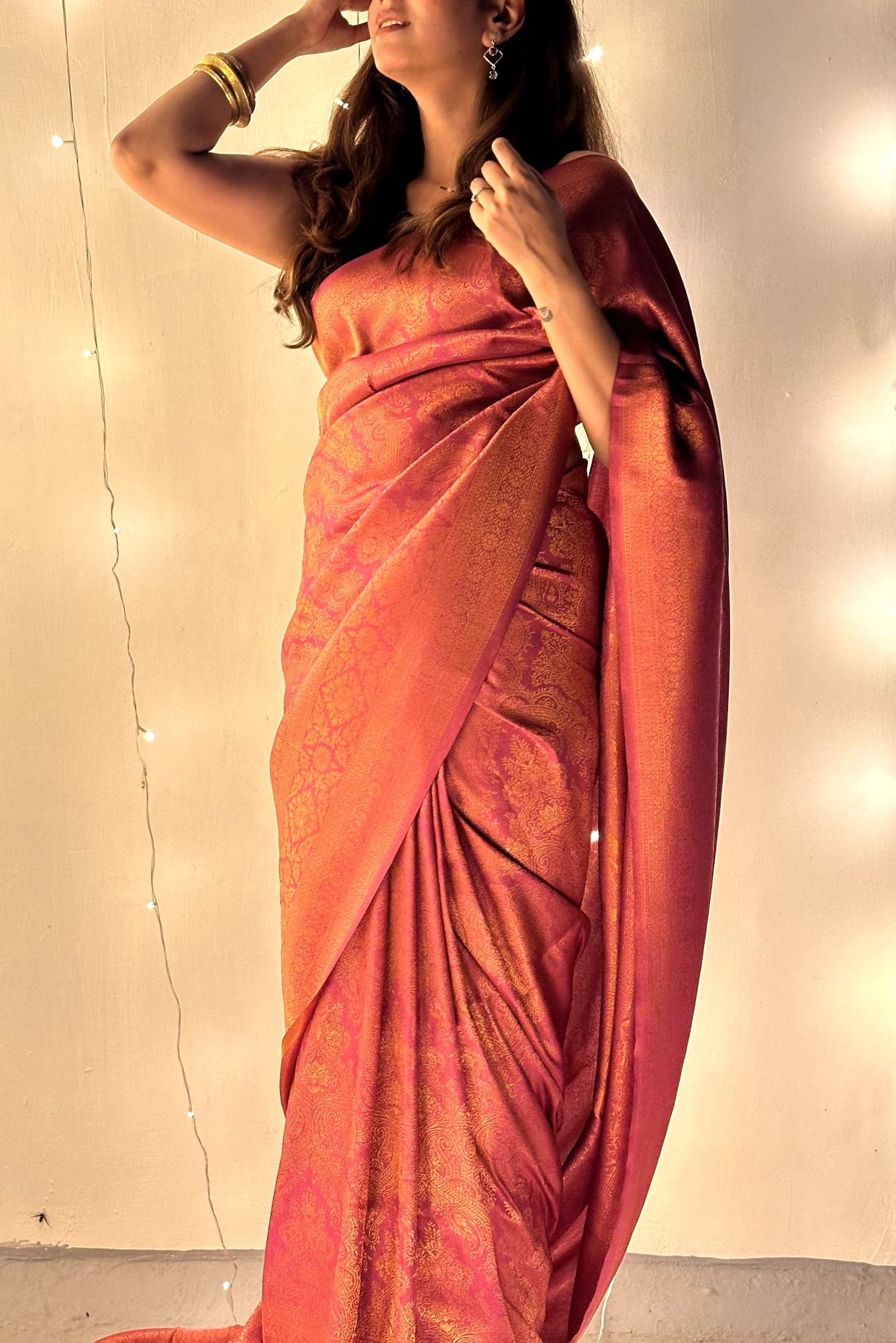 Raw Silk Pink Zari Saree