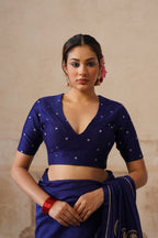 Lailah Cotton Silk Ink Blue Saree