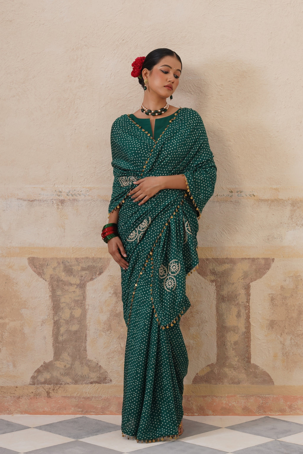 Maira Printed Emerald Green Saree
