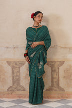 Maira Printed Emerald Green Saree