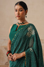 Maira Printed Emerald Green Saree