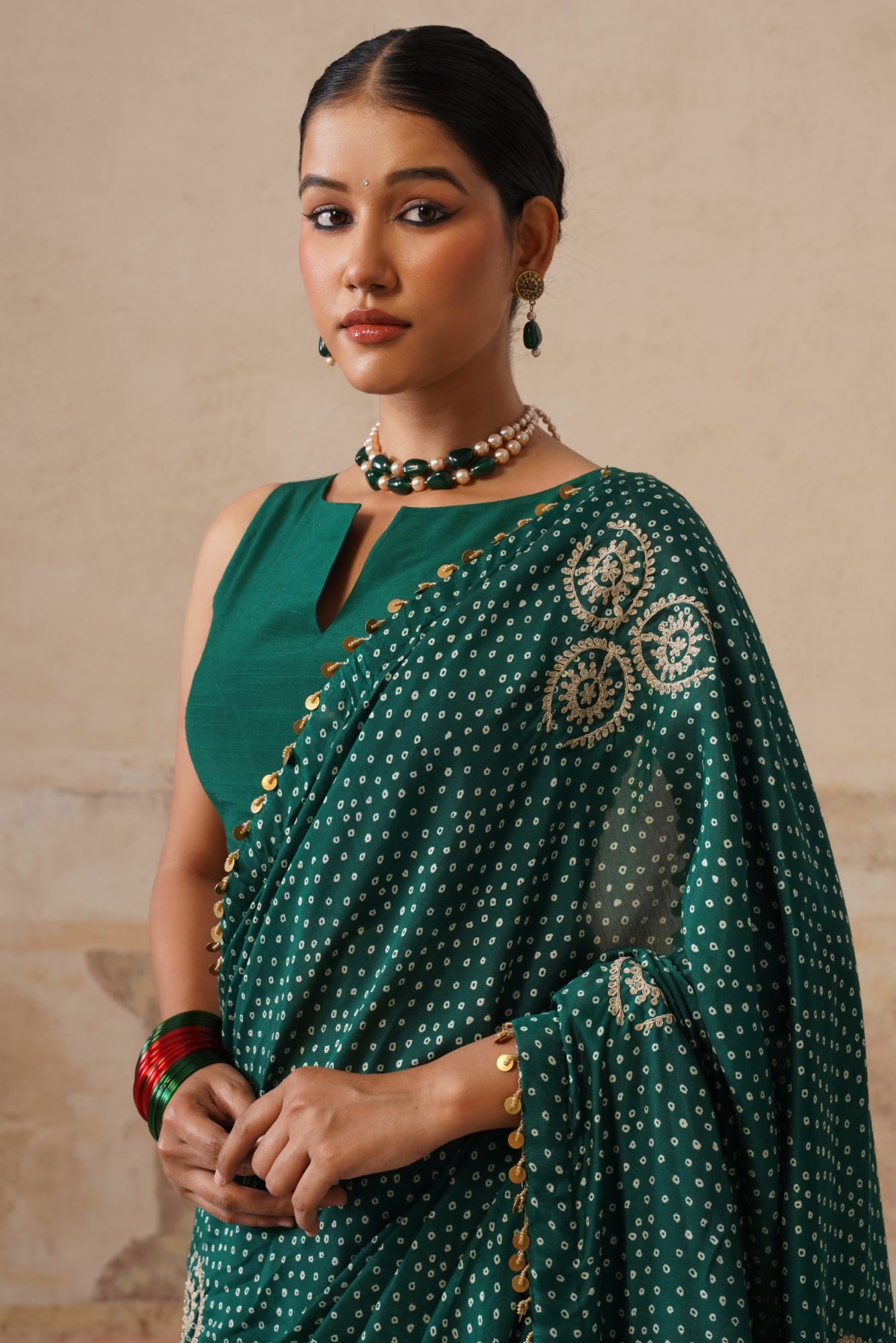 Maira Printed Emerald Green Saree