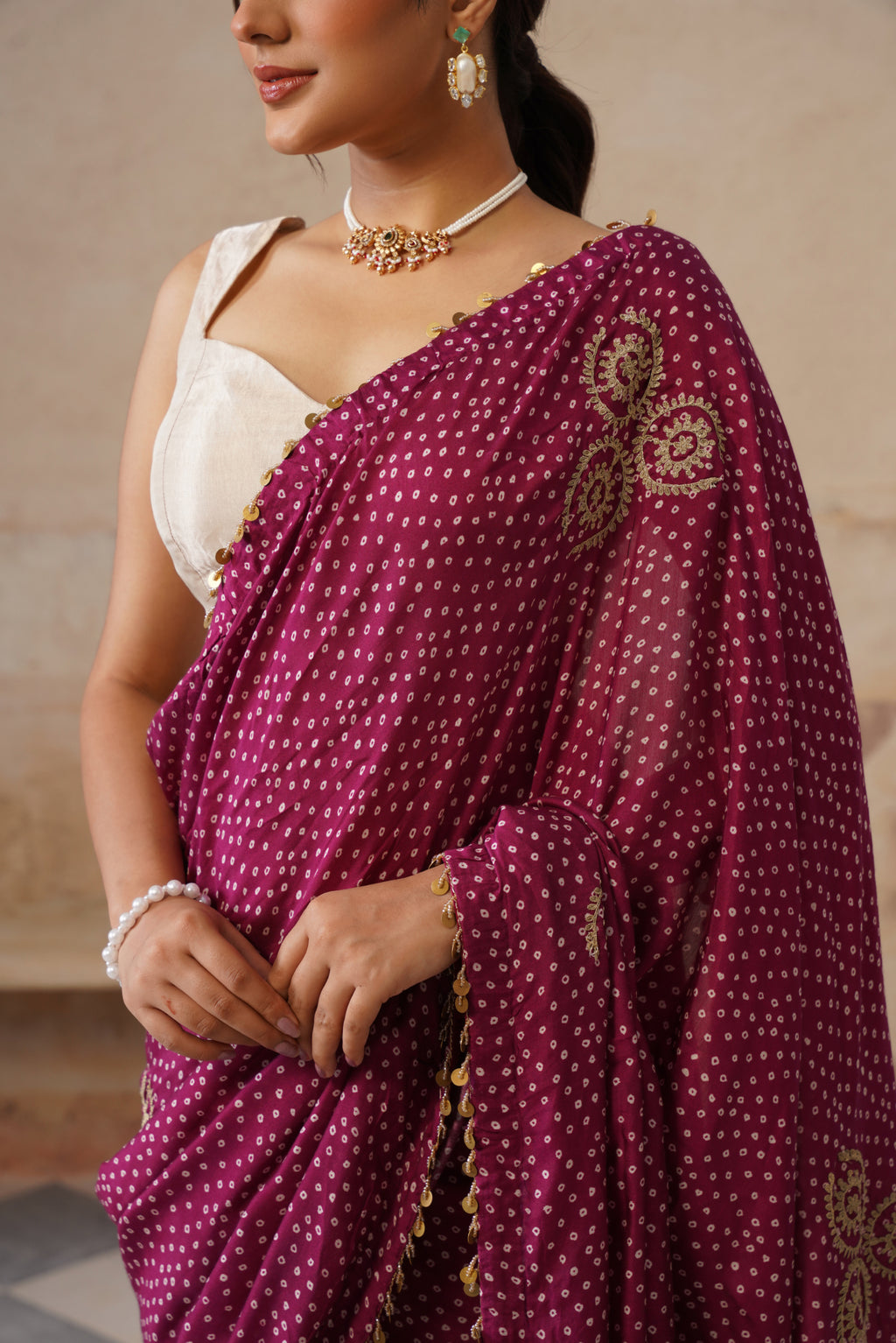 Maira Printed Plum Saree