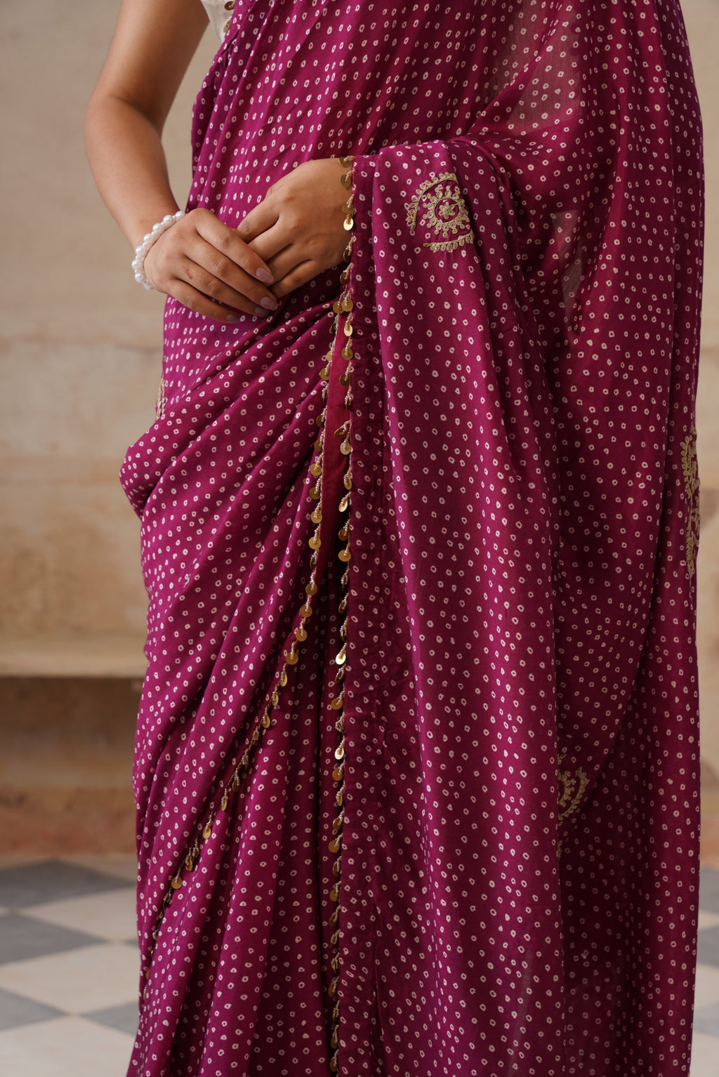 Maira Printed Plum Saree