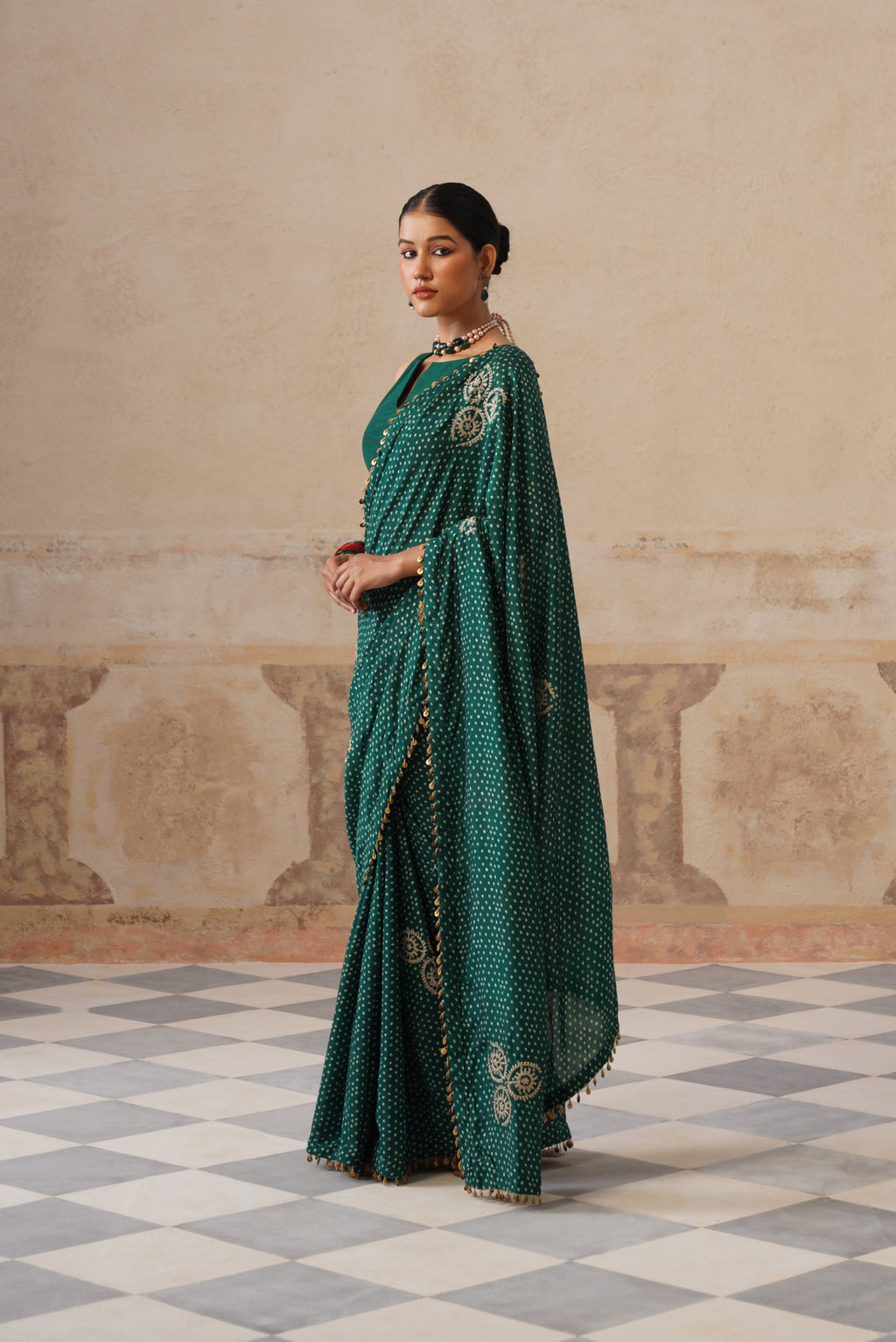 Maira Printed Emerald Green Saree